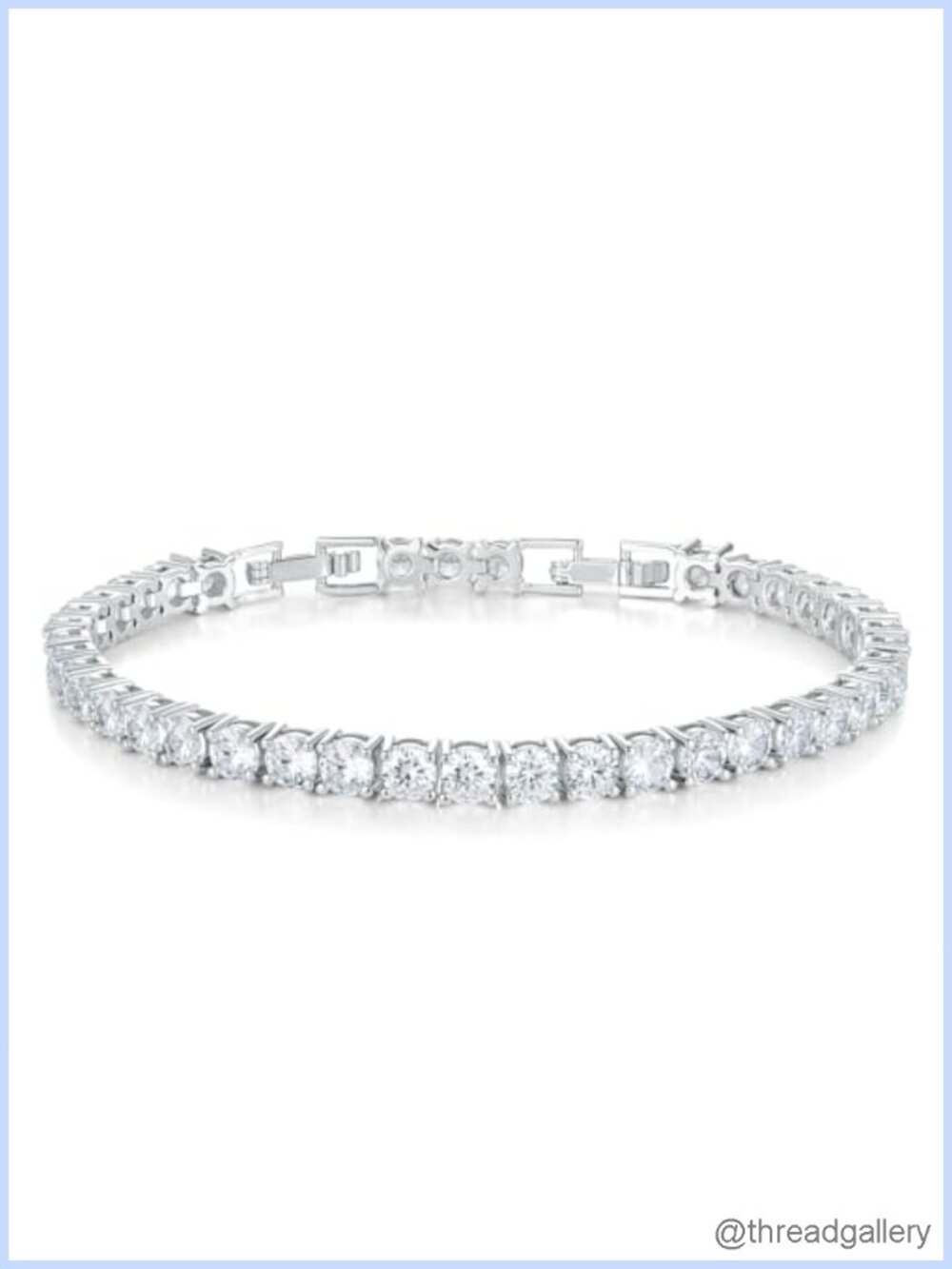 18K White Gold Plated Tennis Bracelet with Round Cubic Zirconia Adjustable Fold